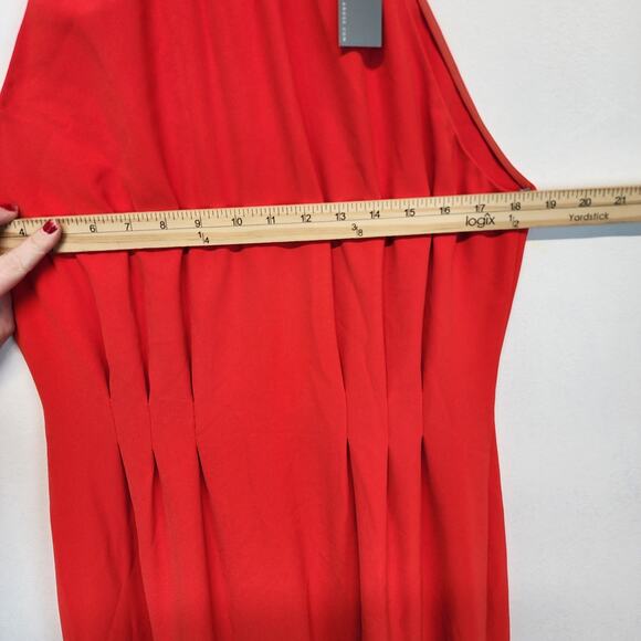 Lela Rose Stretch Crepe Halter Maxi Dress Size 8 Red Orange Couture Designer - Picture 15 of 16
